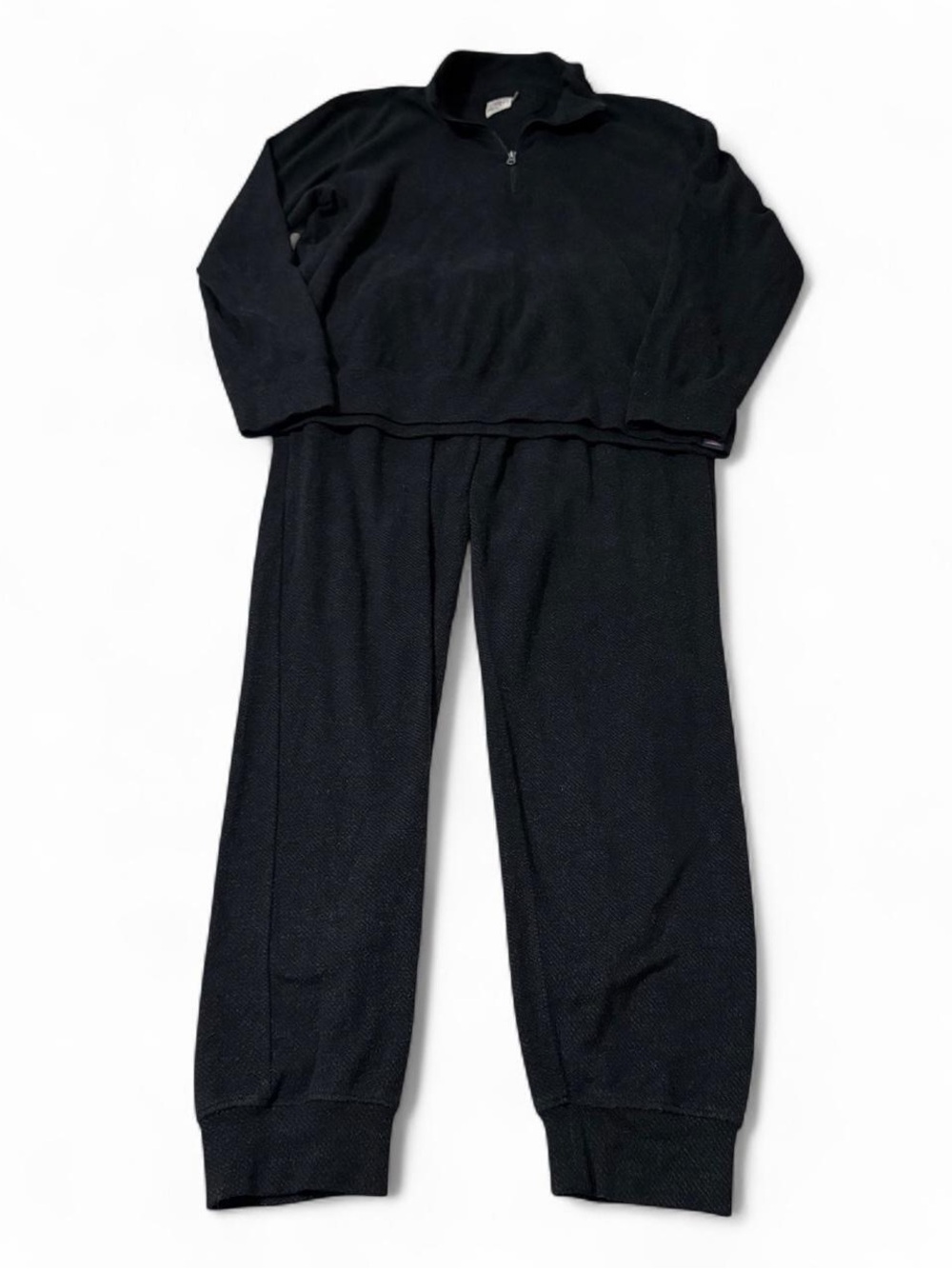 Menโs Faherty Legend Fleece Quarter Zip and Jogger Pants Set Black Size Medium